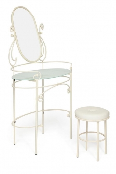 Столик туалетный ALBERT столик/зеркало + пуф Античный белый Antique White
