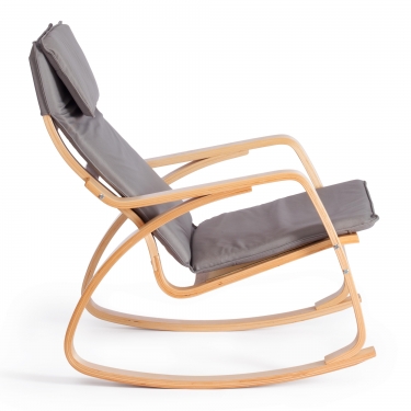 Кресло-качалка Tetchair mod. AX3005 дерево береза, ткань полиэстер/хлопок, 61х94,5х104 см, дерево натуральный 1/ ткань светло-серая 2
