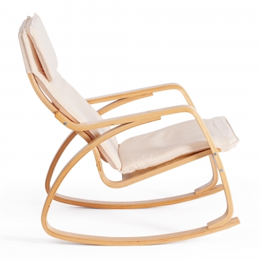 Кресло-качалка Tetchair mod. AX3005 дерево береза, ткань полиэстер/хлопок, 61х94,5х104 см, дерево дуб 3, ткань бежевая 1501-4