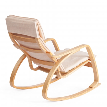 Кресло-качалка Tetchair mod. AX3005 дерево береза, ткань полиэстер/хлопок, 61х94,5х104 см, дерево дуб 3, ткань бежевая 1501-4