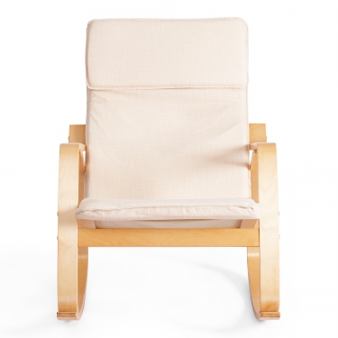 Кресло-качалка Tetchair mod. AX3005 дерево береза, ткань полиэстер/хлопок, 61х94,5х104 см, дерево дуб 3, ткань бежевая 1501-4