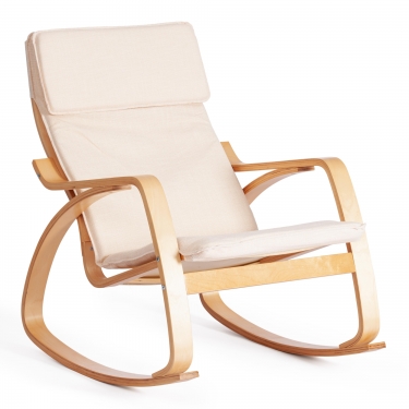 Кресло-качалка Tetchair mod. AX3005 дерево береза, ткань полиэстер/хлопок, 61х94,5х104 см, дерево дуб 3, ткань бежевая 1501-4