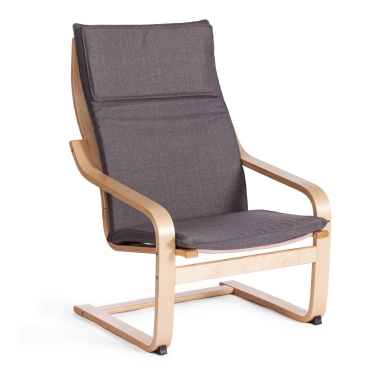 Кресло Tetchair BIENSDORF mod. 08 дерево, серый хлопок , 67 x 86 x 95см, Grey Cерый А 13/ натуральный