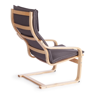 Кресло Tetchair BIENSDORF mod. 08 дерево, серый хлопок , 67 x 86 x 95см, Grey Cерый А 13/ натуральный