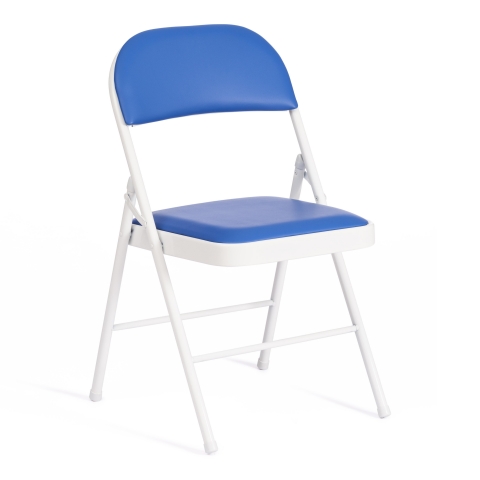 Стул складной Tetchair FOLDER mod. 3022G каркас металл, сиденье/спинка экокожа, 46.5 х 47.5 х 79 см, blue синий / white белый