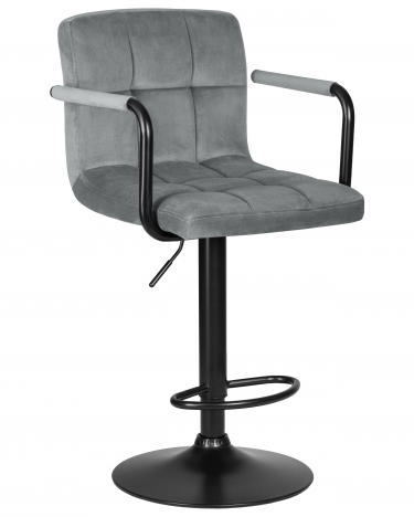 Стул барный DOBRIN DOBRIN KRUGER ARM BLACK серый велюр MJ9-75