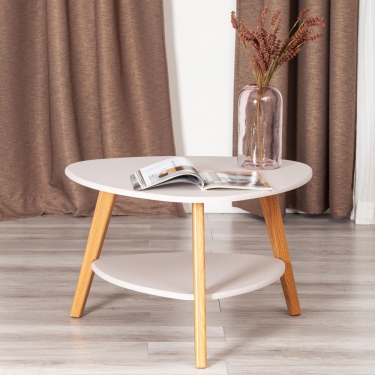 Журнальный стол Tetchair FABIO мдф, 77х78х50 см, крем/дуб светлый