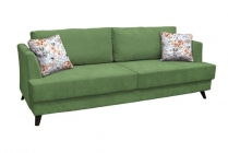 Диван-кровать Нижегородмебель и К Дамаск ТД 211. Лаундж 25 Зеленый/ Фибра 2885/5 Коричневые цветы