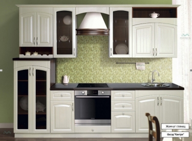 Кухня 2,8 м Марибель Кантри прямая Жемчуг Орех