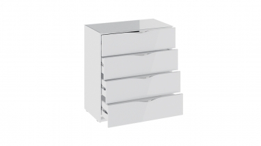 Комод Трия Глосс ТД 319.04.01 Белый глянец/Стекло