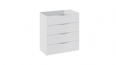 Комод Трия Глосс ТД 319.04.01 Белый глянец/Стекло