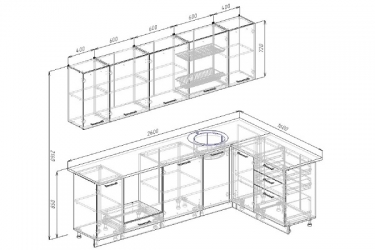 Гарнитур кухонный угловой 2600 Санвут Пайн 2600х1600