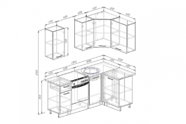 Гарнитур кухонный угловой 2000 Санвут Руанда 2000х1200