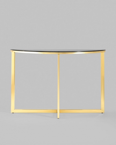 Консоль полукруглая Stool Group АЛЬБА 115x30 Золото стекло черное