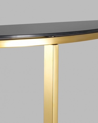 Консоль полукруглая Stool Group АЛЬБА 115x30 Золото стекло черное