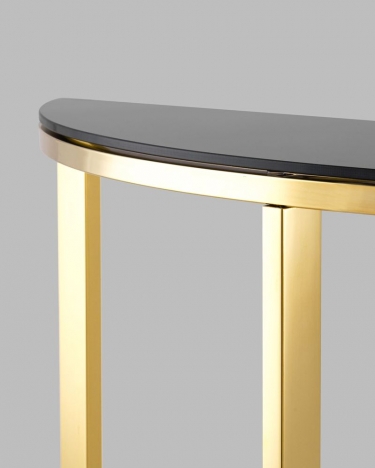 Консоль полукруглая Stool Group АЛЬБА 115x30 Золото стекло черное