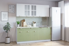 Гарнитур кухонный Народная мебель ПРОВАНС В 1 накладная мойка реалвуд ультра/фисташка