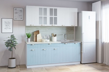 Гарнитур кухонный Народная мебель ПРОВАНС В 1 накладная мойка реалвуд ультра/скай