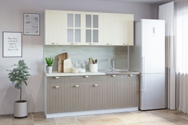 Гарнитур кухонный Народная мебель ПРОВАНС В 1 накладная мойка реалвуд безе/шалфей