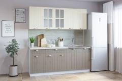 Гарнитур кухонный Народная мебель ПРОВАНС В 1 накладная мойка реалвуд безе/шалфей