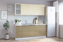 Гарнитур кухонный Народная мебель СОФТ В 1 накладная мойка глянец ваниль/кофе с молоком