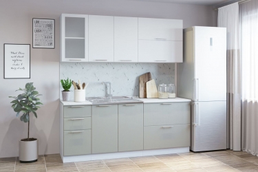 Гарнитур кухонный Народная мебель СОФТ В 1 накладная мойка рельеф белый/латте