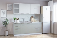 Гарнитур кухонный Народная мебель СОФТ В 1 накладная мойка рельеф белый/латте