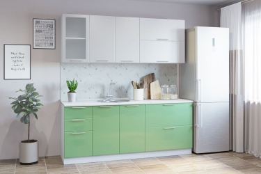 Гарнитур кухонный Народная мебель СОФТ В 2 врезная мойка металлик белый/салат.