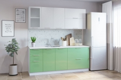 Гарнитур кухонный Народная мебель СОФТ В 2 врезная мойка металлик белый/салат.