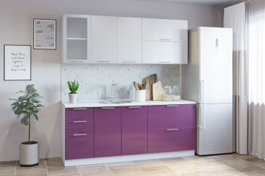 Гарнитур кухонный Народная мебель СОФТ В 2 врезная мойка металлик белый/фиолет.