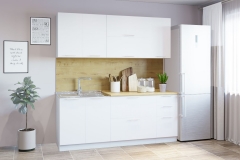 Гарнитур кухонный Народная мебель 2000 накладная мойка белый грунт