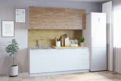 Гарнитур кухонный Народная мебель 2000 накладная мойка ель карпатская/белый грунт