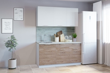 Гарнитур кухонный Народная мебель 1600 врезная мойка белый грунт/ель карпатская