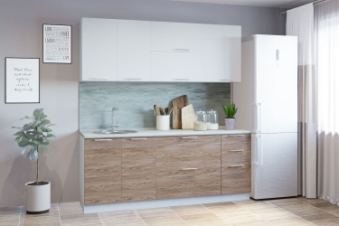 Гарнитур кухонный Народная мебель 2000 врезная мойка белый грунт/ель карпатская