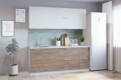 Гарнитур кухонный Народная мебель 2000 врезная мойка белый грунт/ель карпатская