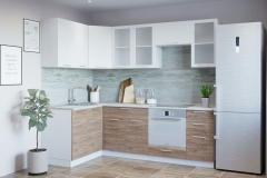 Гарнитур кухонный Народная мебель 14002400 врезная мойка белый грунт/ель карпатская