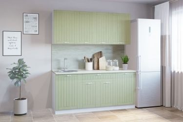 Гарнитур кухонный Народная мебель 1800 врезная мойка древесный супермат фисташка