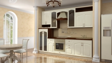 Кухонный гарнитур Кантри 2,8 м МАГ-РИВЕР Венге/Жемчуг глянец