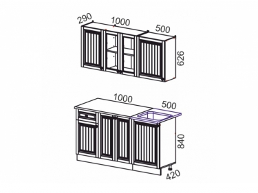 Кухня МАГ-РИВЕР Хозяюшка 1,5 м Белый/Трюфель