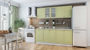 Кухня Хозяюшка магнолия-деним 2,0 м МАГ-РИВЕР Белый/Фисташка