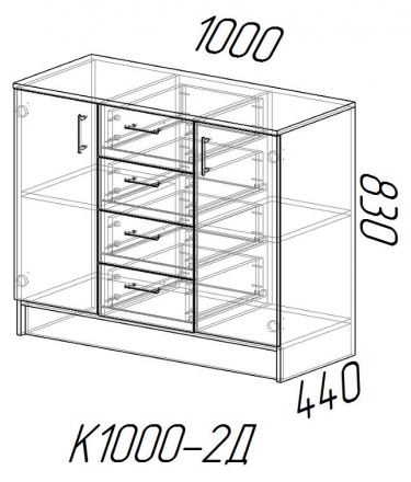 Комод к1000-2д МАГ-РИВЕР Ясень шимо темный/Ясень шимо светлый