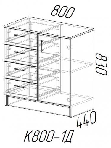Комод К800-1Д МАГ-РИВЕР Дуб вотан/Белый
