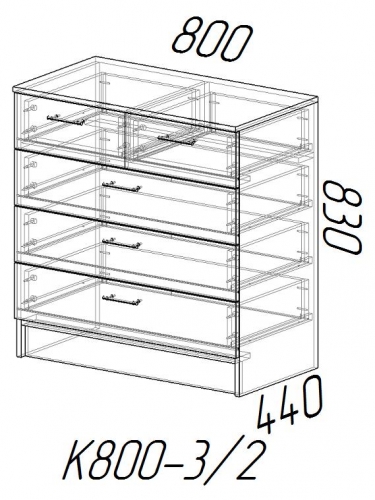 Комод К800-3/2 МАГ-РИВЕР Ясень шимо темный/Ясень шимо светлый