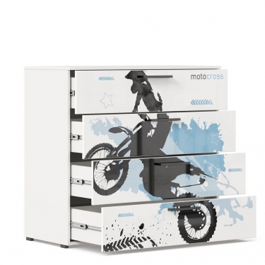 Комод тип 1 Любимый дом Мотокросс ЛД 535.050.000 Серый шелк с фотопечатью