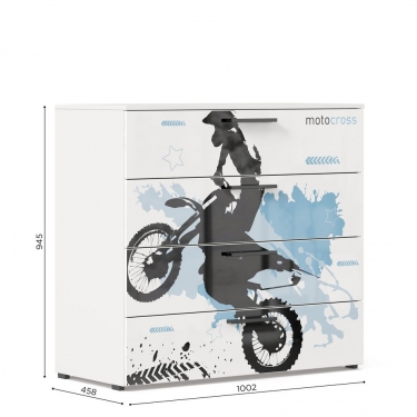Комод тип 1 Любимый дом Мотокросс ЛД 535.050.000 Серый шелк с фотопечатью