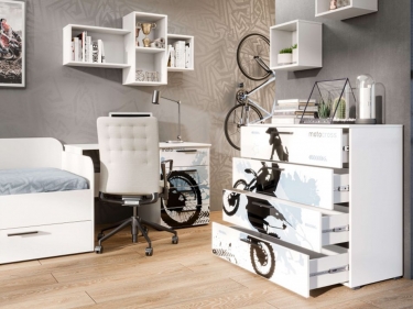 Комод тип 1 Любимый дом Мотокросс ЛД 535.050.000 Серый шелк с фотопечатью