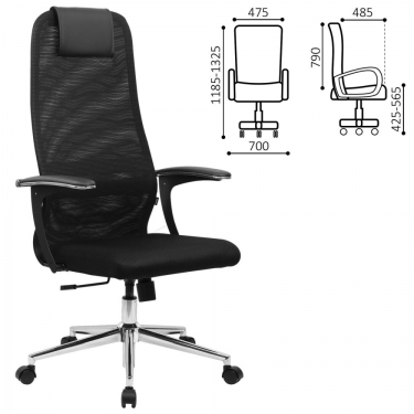 Кресло руководителя BRABIX BRABIX PREMIUM Ultimate EX-801 хром Черное