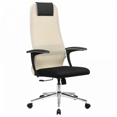 Кресло руководителя BRABIX BRABIX PREMIUM Ultimate EX-801 хром Черное/бежевое