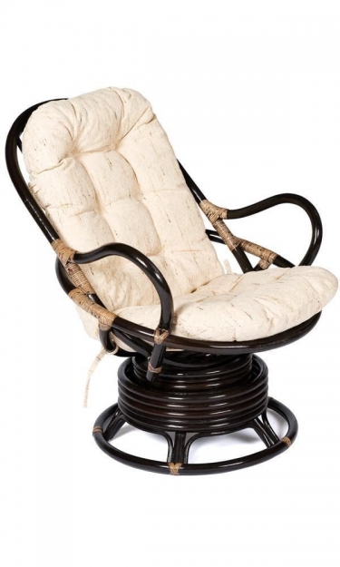 Кресло вращающееся Tetchair FLORES 5005 /с подушкой/ Antique brown античный черно-коричневый, ткань хлопок, цвет натуральный