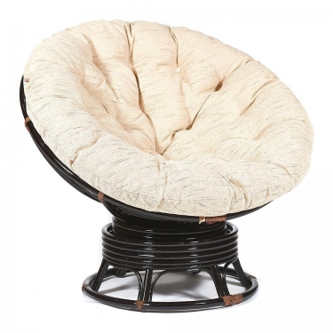 Кресло-качалка Tetchair PAPASAN/ПАПАСАН w 23/01 B /с подушкой/ 115х78х104 см, Antique brown античный черно-коричневый, ткань Старт